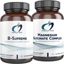 Design for sundhed Magnesium Glycinate Complex (60 kapsler) & B- Supreme (60 kapsler) Bundle - B Vitamin Complex med høj absorption Magnesiumsupplement