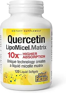Naturlige faktorer Quercetin LipoMicel Matrix - Understøtter immunforsvar & kapillarsundhed - Antioxidant Support Supplement med stærkt Absorbable Quercetin - 120 Softgels (120 Servere)
