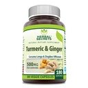 Herbal Secrets Turmeric & Ginger 500 Mg Veggie Capsules Supplement | Non-GMO | Gluten Free | Made in USA (1 Pack, 180 Count)
