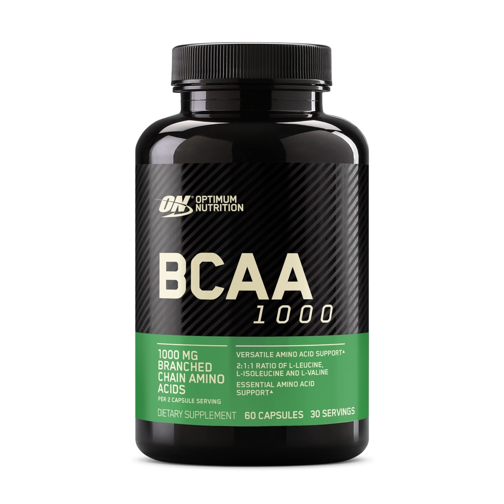 Optimum Nutrition Instantized BCAA kapsler, Keto Friendly Forgrenet Chain Essential Aminosyrer, 1000mg, 60 Greve