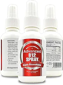 Vitamin B12 Energy Spray, Methylcobalamin with Folic Acid Sublingual Liquid Complex for Focus, & Metabolism, Nano Technology Instant Absorption and Custom Dosage (4 oz - 120 Servings)