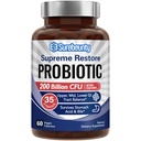 Probiotisk for mænd og kvinder, 200 milliarder CFU 35 Spor, Prebiotika + fordøjelsesenzymer, Supreme Genopret Probiotisk supplement, Upper, Mid, Lavere GI Tract Balance, 60 Veggie Kapsler, 1 måned