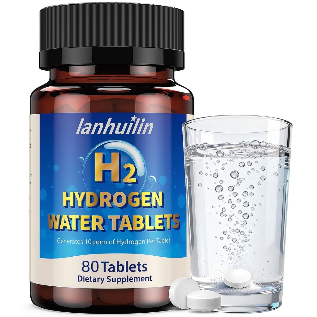 Hydrogen Water Tablets with Magnesium 150mg, 10 PPM Molecular Hydrogen Tablets for Drinking Water, H2 Hydrogen Water Supplement, 80 Count