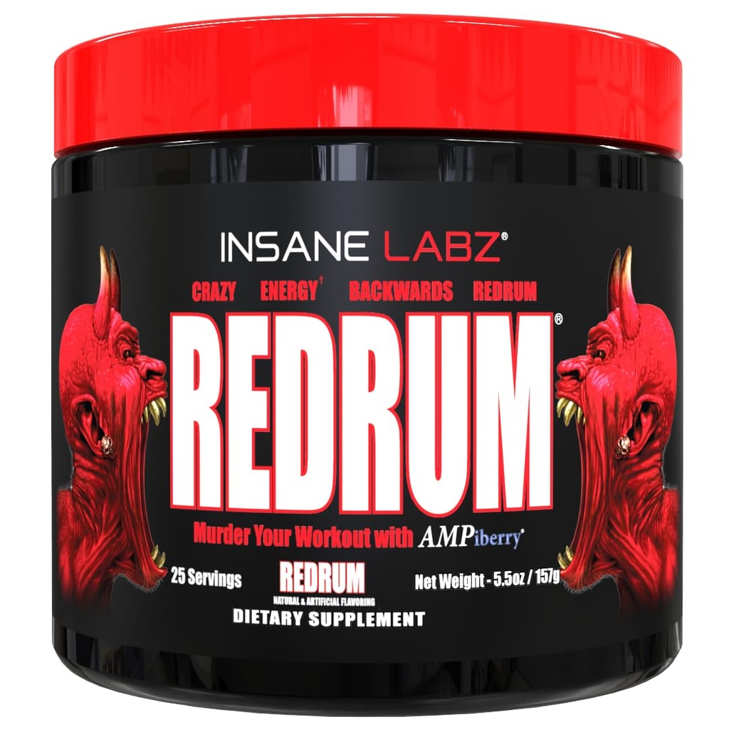 Insane Labz Redrum High Stim Pre-workout NO Booster Powder, Loaded with Beta Alanine, Agamatine Sulfate, Taurine and Fueled by AMPiberry & OXYgold for Strenth and Recovery, 25 Servings, REDRUM (Grape)