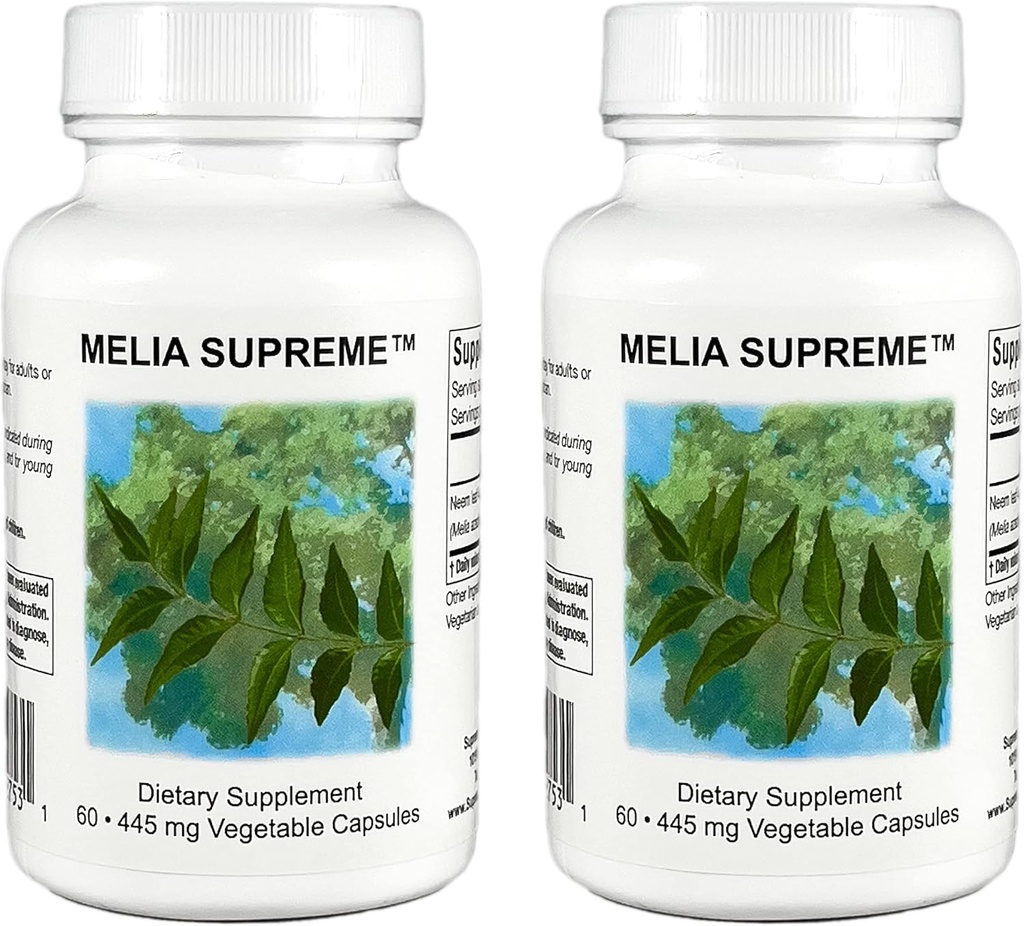 Supreme Nutrition Melia Supreme, 60 Pure Poweded Neem Leaf Vegetariske Kapsler (pakke med 2)