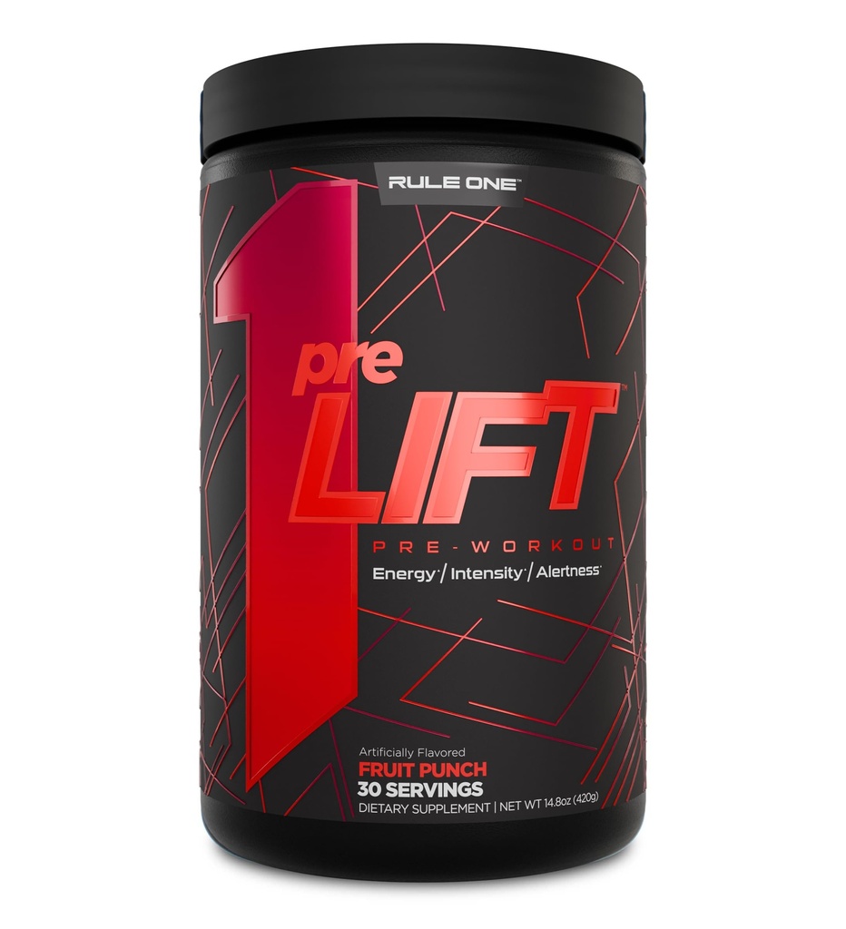 Rule 1 Proteins preLIFT Pre-Workout - 6g Citrulline, 3.2g Beta Alanine, 3 Caffeine Sources + 20 Others for Energy, Alertness, & Endurance (30 Servings, Fruit Punch)