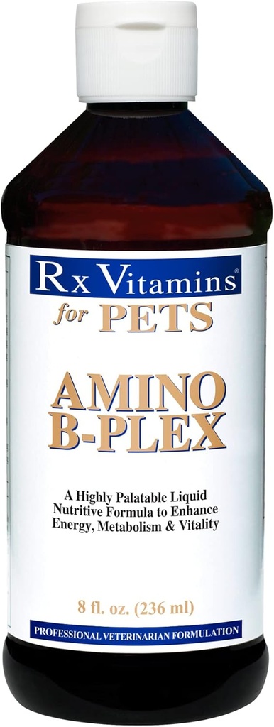 Rx Vitaminer til kæledyr Amino B- Plex til hunde og katte - Sunde næringsstoffer forbedre energi Metabolisme & Vitalitet - Bacon Flavor 8 fl. oz.