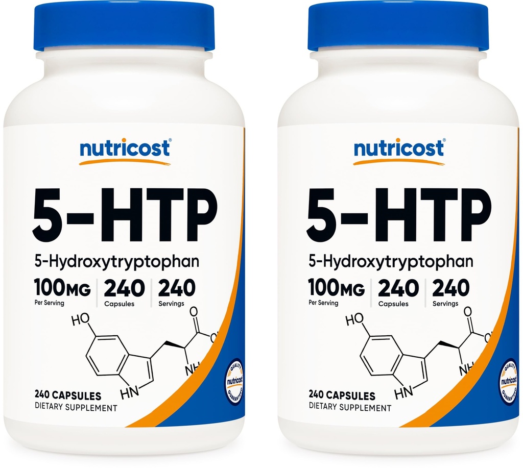 Nutricost 5- HTP 100mg, 240 vegetariske kapsler (5- Hydroxytryptophan) - Non- GMO & Gluten Free (2 flasker)