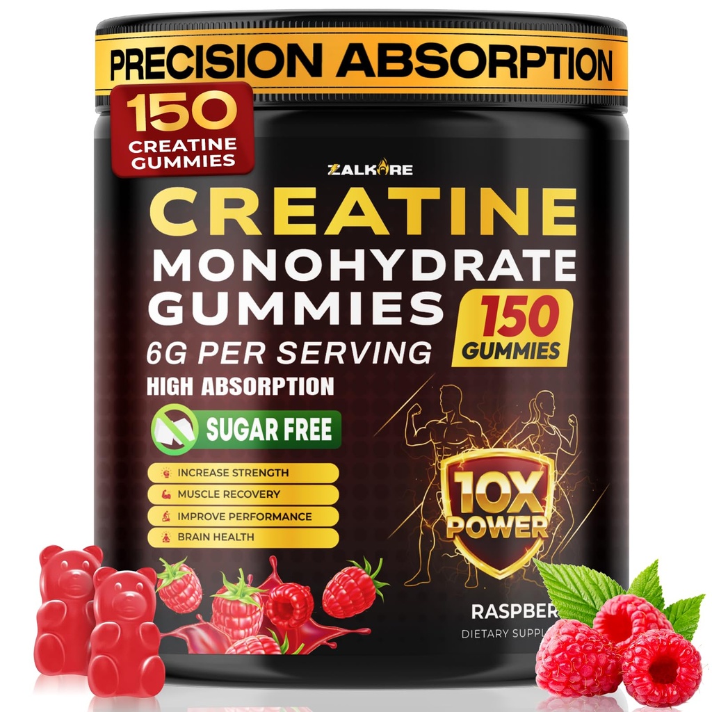 Creatine Gummies Monohydrate 6G with Beta-Alanine, BCAA 2:1:1, L-Taurine, Vitamin B6 & B12, Pre-Workout Gummy for Men & Women - Muscle Strength, Endurance & Recovery, Sugar Free, Vegan,150 Gummies