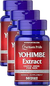Puritans Pride Yohimbe 1000 Mg, 50 Greve, Vegetabilsk Cellulose, Gelatine (pakke med 3)