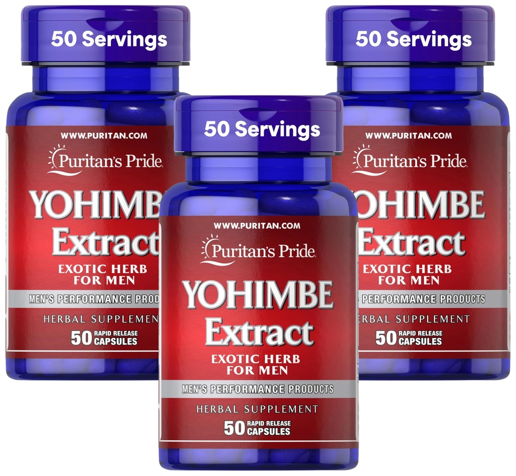 Puritans Pride Yohimbe 1000 Mg, 50 Greve, Vegetabilsk Cellulose, Gelatine (pakke med 3)