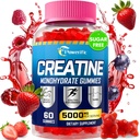 Creatine Monohydrate Gummies, Creatine for Women & Men, Pre Workout Creatine Monohydrate Gummies with Taurine, Vitamin B6 & B12 for Muscle, Strength, Energy, Endurance, Vegan, Organic, 60 Count