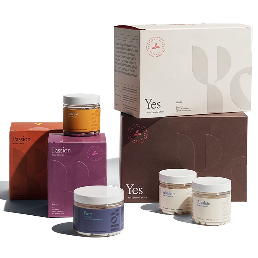 Yoli ® Transformation Kit omfatter JA, Passion, Alkalete, Pure, Resolve og The Better Body System 28- Day Program T- Kit (Flavors Vary)