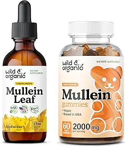 Wild & Organic Mullein Tincture 2 fl oz & Mullein Gummies 60 Greve