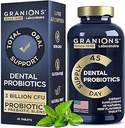 Dental Probiotics for Teeth and Gums - Fresh Breath Lactobacillus Salivarius Probiotic for Women and Men - Oral Probiotics for Mouth Bad Breath Dental Probiotic for Mouth Health - 45 Mint Tablets