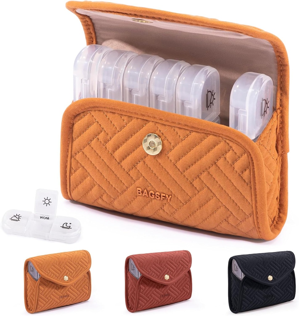 BAGSFY Weekly Pill Organizer 3 Times a Day in a Cute Fabric Pill Case, Medicine Pill Organizer, Pill Box, Portable Travel Pill Case, Pill Container for Medication, Vitamins, Fish Oils, Supplements
