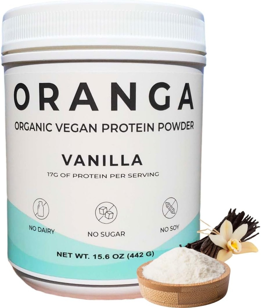 Organic Plant- Based - Rice, Pea, Pumpkin Seed Protein Powder - Vanilla - Digitale enzymer inkluderet, Ingen tilsætningsstoffer, Dairy- Free, Soy- Free, Keto- Friendly, Gluten- Free, Non-GMO - 17 Serveringer (442g)