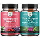Bundle af overgangsalderen Supplement for Hot Flashs med Dong Quai Vitex Chaste Berry & Black Cohosh og leverstøtte NAC - Milk Thistle N Acetyl Cysteine med gurkemeje, cholin, Mælkebøtte & L- Glutathion
