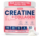 Giotto Creatine Powder for Women – 30 SVG, 5g Monohydrate Creatine with 2g Collagen, 1g BCAAs & Electrolytes for Lean Muscle, Strength & Recovery – Unflavored