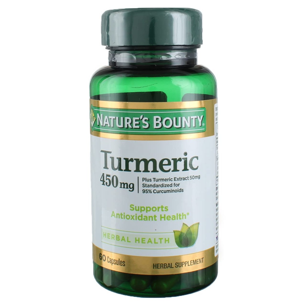Nature 's Bounty gurkemeje 450 mg kapsler - 60 ct, pakning med 3 stk.