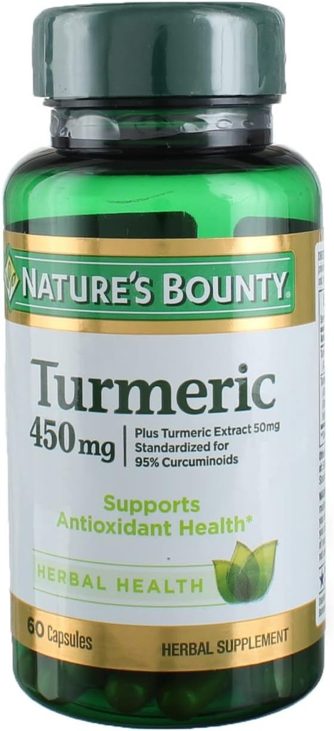 Nature 's Bounty gurkemeje 450 mg kapsler - 60 ct, pakning med 3 stk.