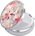Nipichsha Pill Box, Small Pill Case for Purse & Pocket, Cute Travel Medicine Organizer, Portable Medicine Container Holder to Hold Vitamins, Medication, Fish Oil & Supplements, Pink Watercolor Flowers