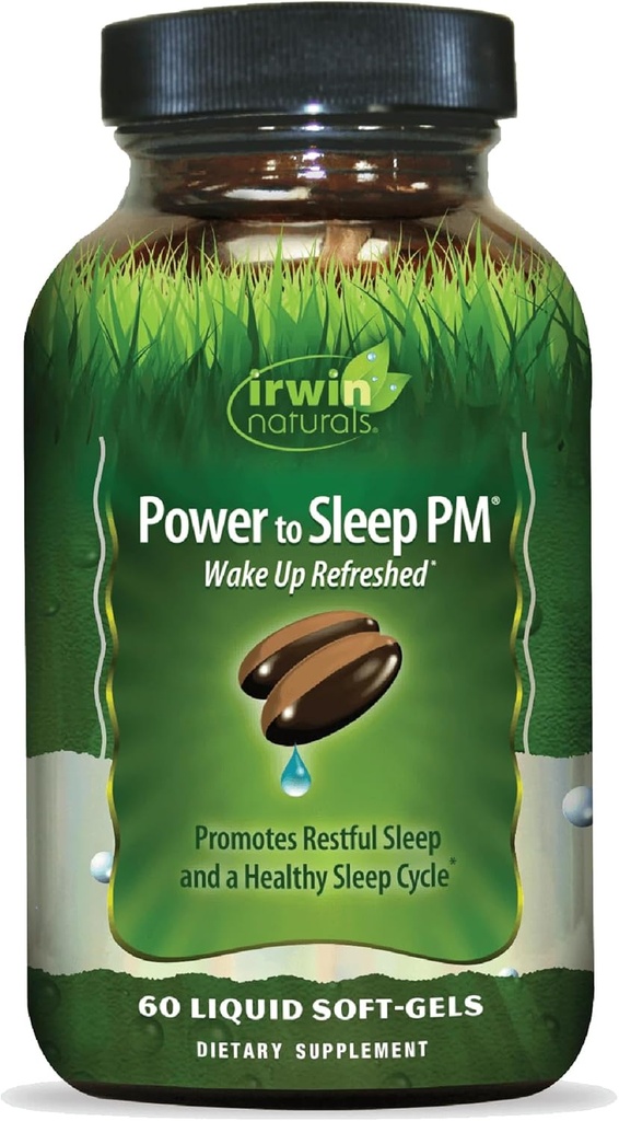 Irwin Naturals Power to Sleep PM - 60 Liquid Soft- Gels - med Melatonin, GABA, Ashwagandha, Valerian Root & L- Theanine - 30 Serveringer