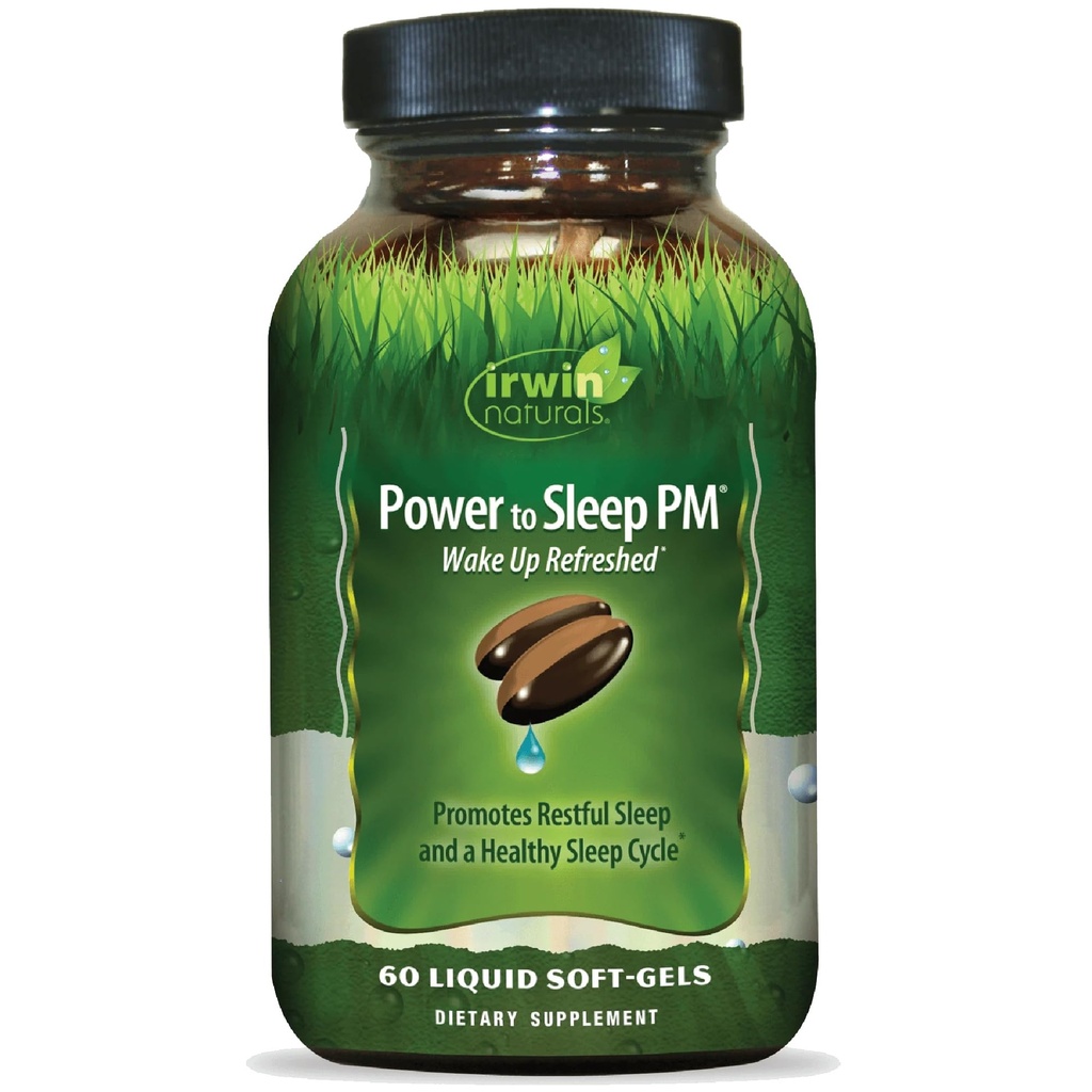 Irwin Naturals Power to Sleep PM - 60 Liquid Soft- Gels - med Melatonin, GABA, Ashwagandha, Valerian Root & L- Theanine - 30 Serveringer