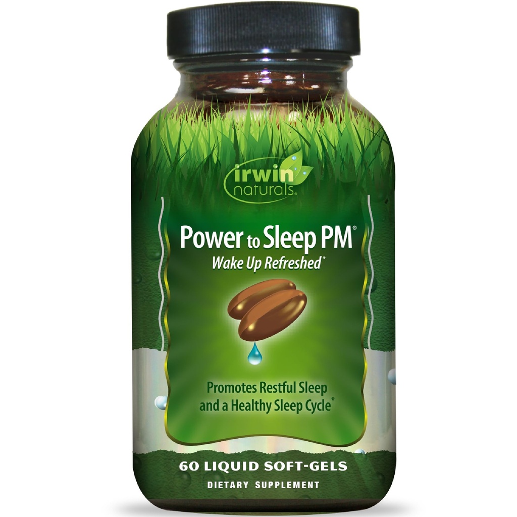 Irwin Naturals Power to Sleep PM - 60 Liquid Soft- Gels - med Melatonin, GABA, Ashwagandha, Valerian Root & L- Theanine - 30 Serveringer