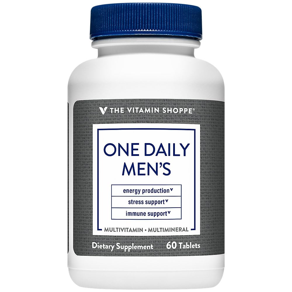 The Vitamin Shoppe One Daily Men 's Multivitamin - Energi & Antioxidant Blend, Daily Multi- Mineral Supplement for Optimal Herres Sundhed, Gluten & Dairy Free (60 tabletter)