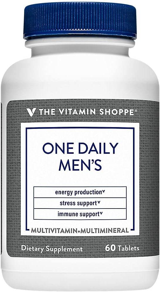 The Vitamin Shoppe One Daily Men 's Multivitamin - Energi & Antioxidant Blend, Daily Multi- Mineral Supplement for Optimal Herres Sundhed, Gluten & Dairy Free (60 tabletter)