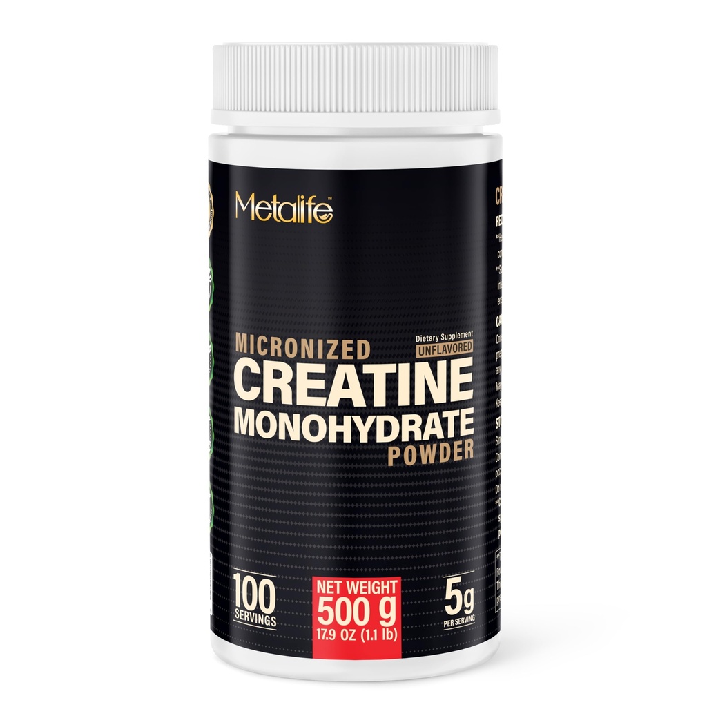 100% Pure Creatine Monohydrate Powder 100 Servings, Canada-Made, Micronized Powder, Muscle Growth, Unflavored, Ideal for Athletes & Fitness Enthusiasts, Third Party lab Tested, Vegan, 500 g