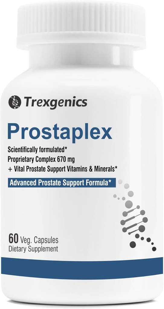 Trexgenics PROSTAPLEX Advanced Prostate Health med beta- sitosterol, Saw Palmetto Stinging Nettle pygeum Pumpkin Turmeric Quercetin lycopene Selenium Vitamin D3 Zinkbor og K2-7 (60 Veg kapsler)