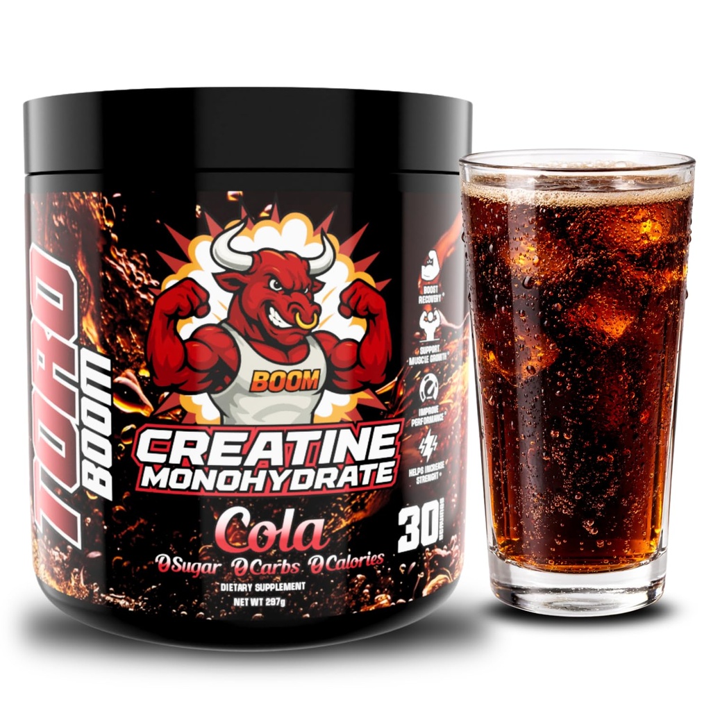 Creatine for Strength & Muscle Energy Production 5g per Serving, Micronized Creatine Powder, Pre-Workout, Muscle Health, Style Supplement for Gym Beginners, 30 Servings, Made in USA. (Cola)