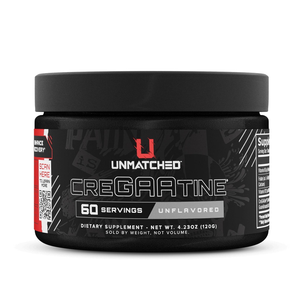 Unmatched CreGAAtine Optimized Creatine | Creatine Monohydrate + GAA (Guanidinoacetic Acid) | Muscle Build, Strength, Recovery | 60 Servings (Unflavored)
