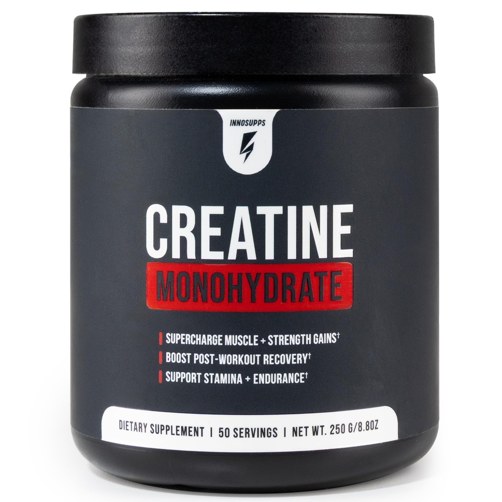 InnoSupps Creatine Monohydrate Powder - Pure Micronized Creatine Powder for Strength, Muscle Growth & Recovery - Doctor-Trusted, No Fillers, Unflavored (50 Servings)