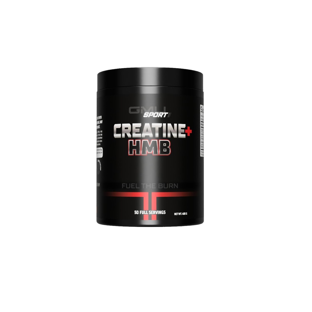 GMU SPORT Creatine HMB Powder – 45 Servings – 5g Creatine Monohydrate + 3g HMB + Piperine – Muscle Growth, Strength & Recovery – Unflavored