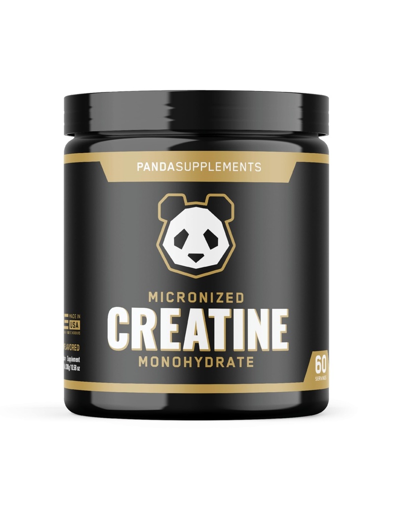 Underground Bio Labs: Panda Supps Micronized Creatine 5000mg | Pre and Post Workout Recovery Drink | Enhanced Muscle Mass, Athletic Performance, and Muscle Recovery - Unflavored (60 Servings)