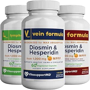 VITASUPORTMD - Family Bundle, Vein, Lymphorous and H Formel, 3x60 Kapsler, Diosmin, Hesperidin, 1000 mg MPFF til Vein, Lymphorous, Hæmorroid Support