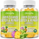 Lever rense Detox & Reparation Gummies med mælk Thistle 3000mg, 24- in-1 Lever sundhed supplement med Mælkebøtte, Artiskok, Sukker fri lever Detox Gummies, Ananasfavor - 120 Greve
