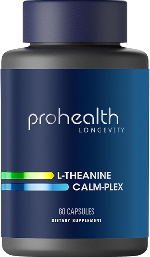 ProHealth L- Theanine Calm- Plex med GABA og 5- HTP (suntheanin) (100 mg, 60 Medium Capsules)