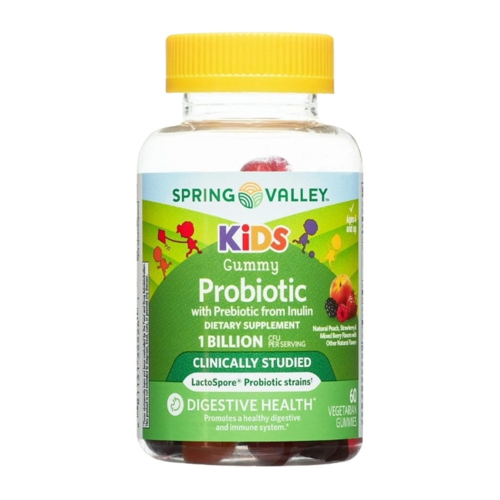 Kids Probiotic Gummies with Prebiotic – 60 Vegetarian Gummies, Probiotics for Toddlers, Children's Probiotic, Kids Immune Support, Digestive Balance (Pack of 1)