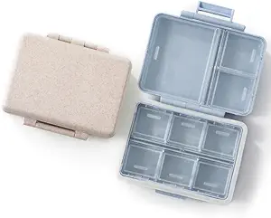 2 Pack 9 Compartments Travel Pill Organizer Box Fugt Bevis Lille Pill sag for Pocket Purse Daily Pill Holder Container for Medicine Vitami