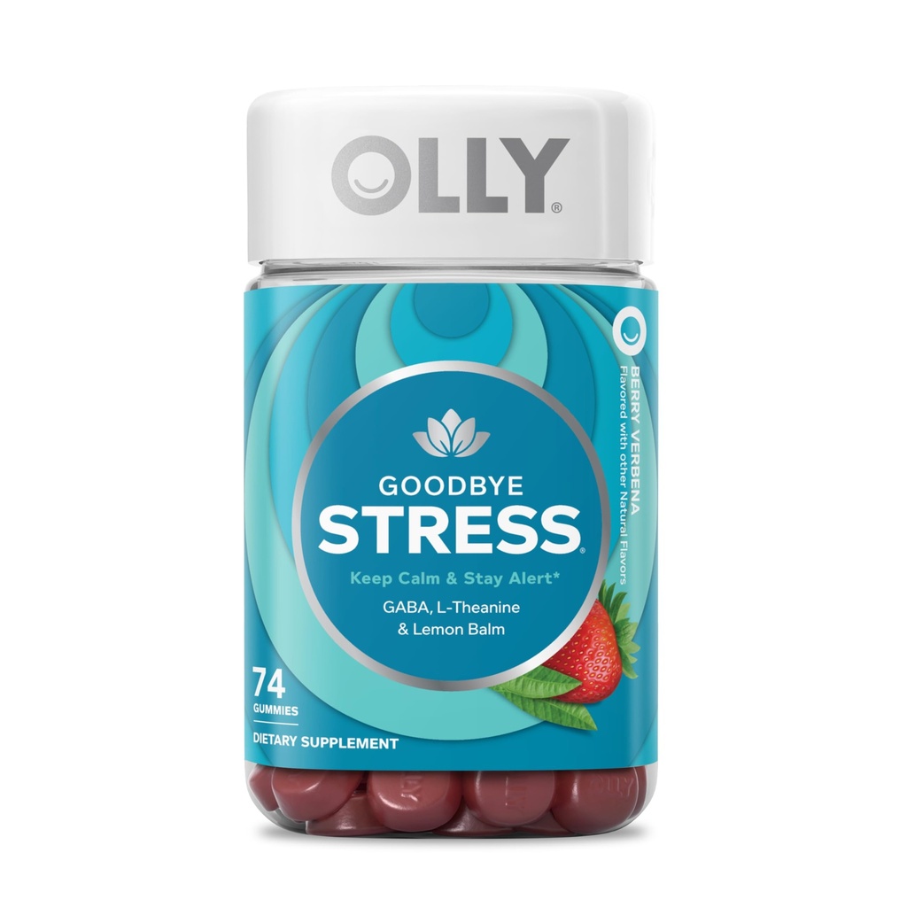 OLLY FAR Stress Gummy, GABA, L- Theanine, Lemon Balm, Stress Relief supplement, Berry - 74 Greve