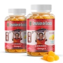 Emulsión de Escocia Omega 3 Gummies for Kids – with Vitamins A, B1, D3 & E + Zinc & Iron – Mango Flavor with No Fishy Aftertaste – Immune & Liver Support – 30 Gummies | 2-Pack