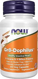 Now Foods Supplements, Gr8-Dophilus ™ med 8 Proteser & 4 Billion Potency, Hylde Stable, 60 Veg kapsler