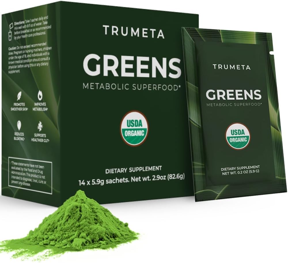 Green Powder Travel Packs - 14 Tjenester til hukommelse, fordøjelse I Bedste Smag Super Green Powder med Organic Spirulina, Goji, Beetroot, Pomegranat I Vegan, Non- GMO
