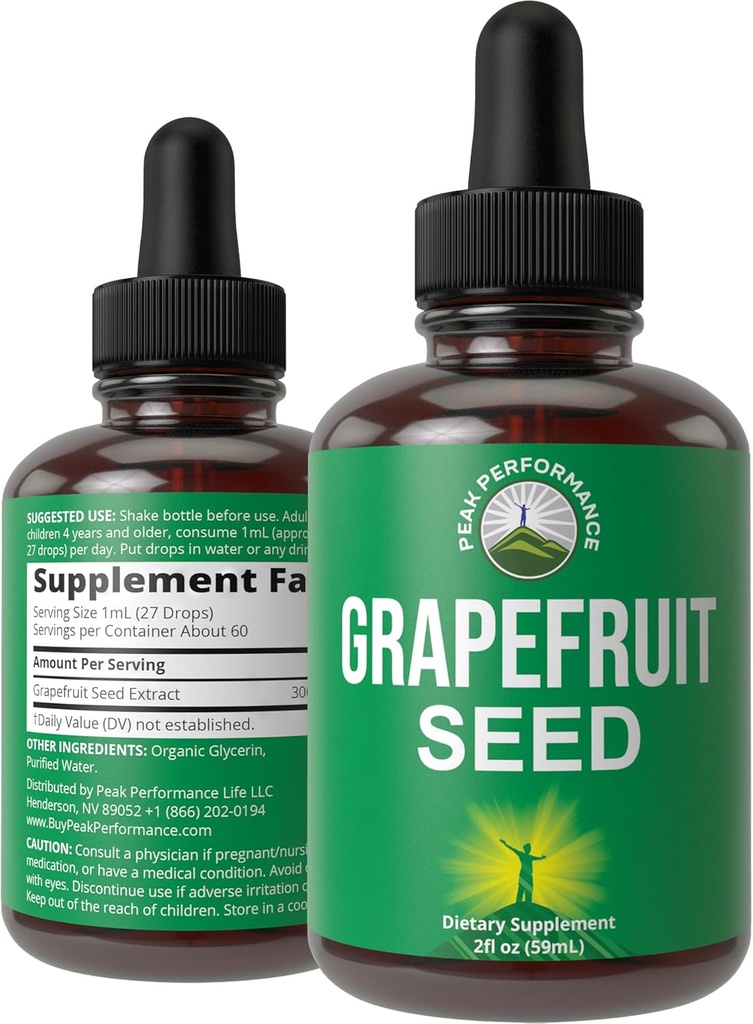 Grapefrugtfrø Udtræk flydende dråber supplement. Vegansk GSE Grapefrugt frø ekstrakt for kvinder og mænd. Zero Sugar, Non Bitter. Gluten Free Oil. Tag Orally