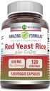Amazing Formulas Red Yeast Rice 600 Mg Plus Co Q- 10 50 Mg 120 Vegetariske kapsler