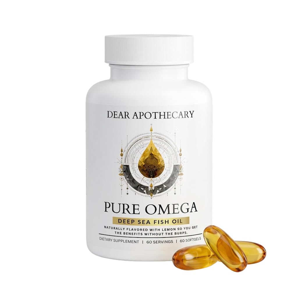 Pure Omega Fish Oil 1200mg - 720mg Omega-3 with EPA 432mg & DHA 288mg - Molecularly Distilled, No Fishy Aftertaste - Heart, Brain, Joint & Vision Support - 60 Softgels (60 Servings)